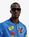 Black Man Wearing Bomber Jacket and Jeans Mockup
