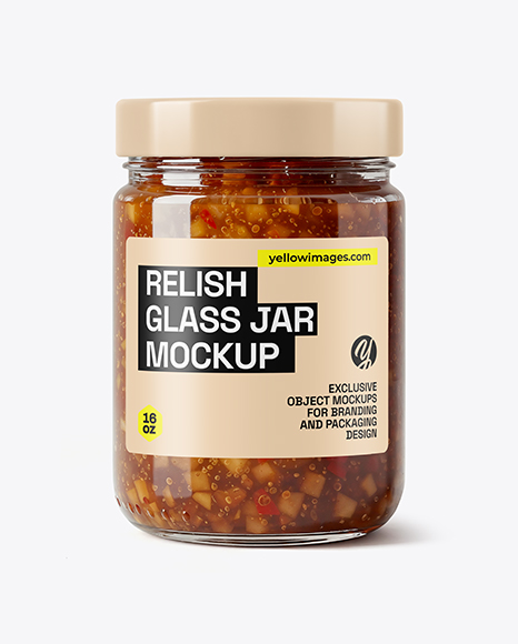 Glass Jar with Sweet Relish Sauce Mockup - Pint glass mockup