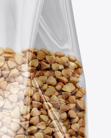 Transparent Package with Buckwheat Mockup