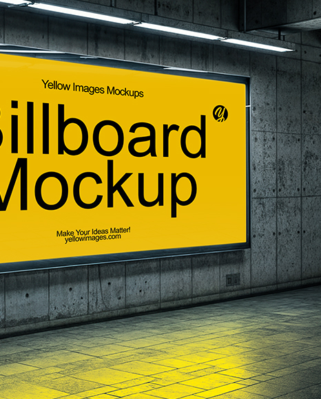 Billboard in Subway Station Mockup