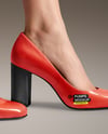 Block Heel Pumps on Woman's Legs Mockup