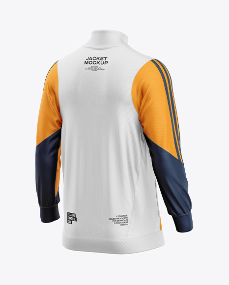 Long Sleeve Training Jacket Mockup - Back Half Side View