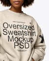 Black Woman Wearing an Oversize Sweatshirt and Jeans Mockup