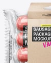 Clear Plastic Flow-Pack with Sausages in Kraft Paper Holder Mockup