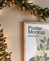 Poster with Wooden Frame in a Room Mockup