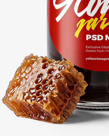 Glass Jar with Buckwheat Honey Mockup