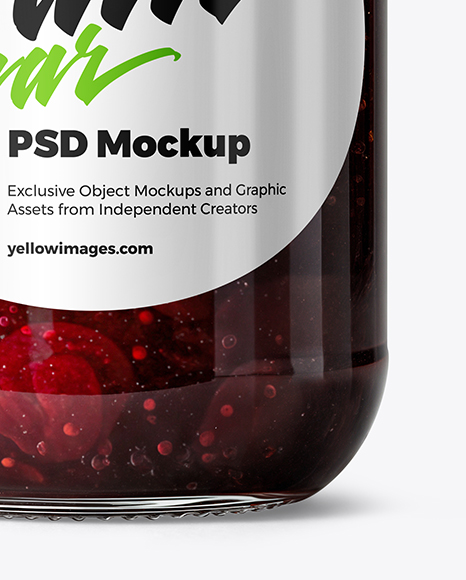 Clear Glass Jar with Cherry Jam Mockup