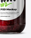 Clear Glass Jar with Cherry Jam Mockup