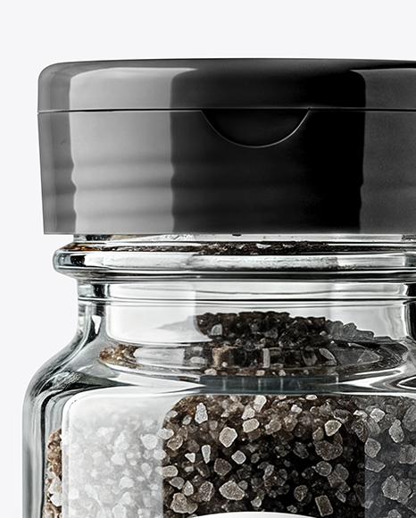 Glass Jar with Black Sea Salt Mockup