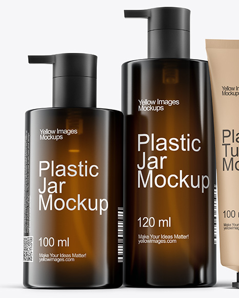 Amber Bottles with Tubes Mockup