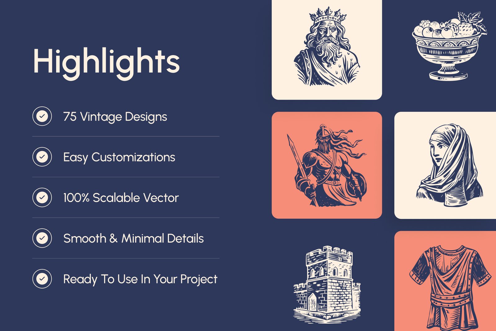 Vintage Roman Icon Set
