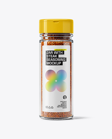 Glass Jar with Steak Seasoning Mockup - Realistic mockups