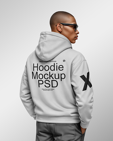 Black Man Wearing a Hoodie and Sunglasses Mockup