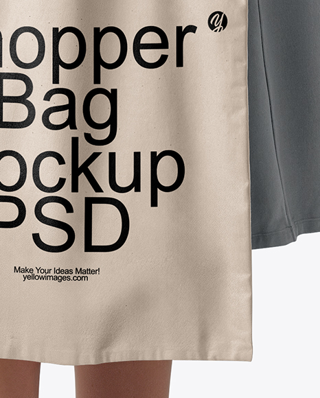 Young Woman with Tote Bag Wearing a Denim Skirt Mockup