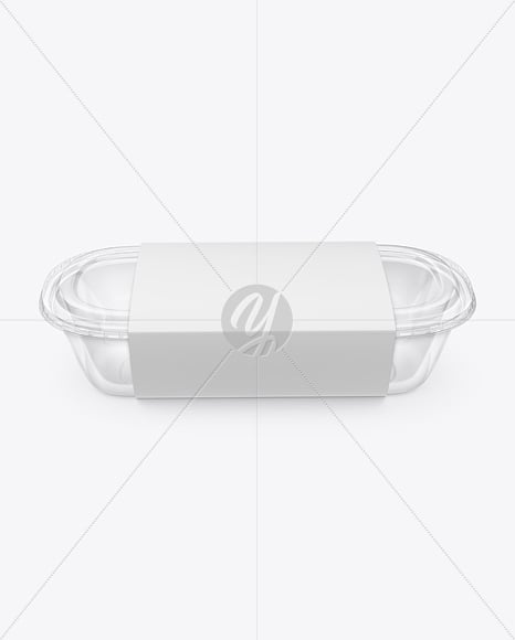 Clear Plastic Food Container in Paper Sleeve Mockup