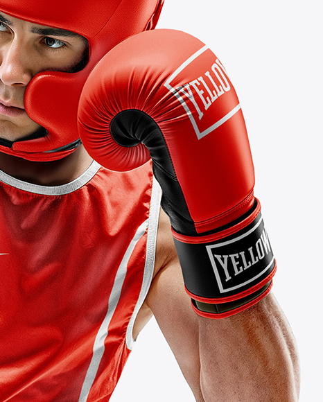 Man Wearing Boxing Kit with Jersey and Shorts Mockup