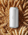 Beer Can on Wheat Grains Background Mockup