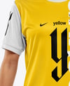 Woman Wearing Soccer Jersey and Shorts Mockup