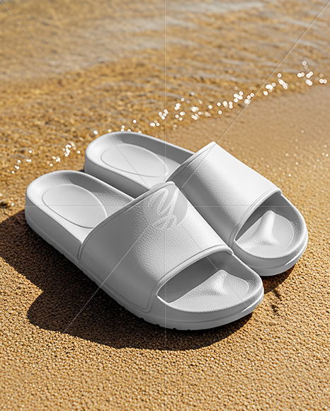 Slide Sandals on the Beach Mockup