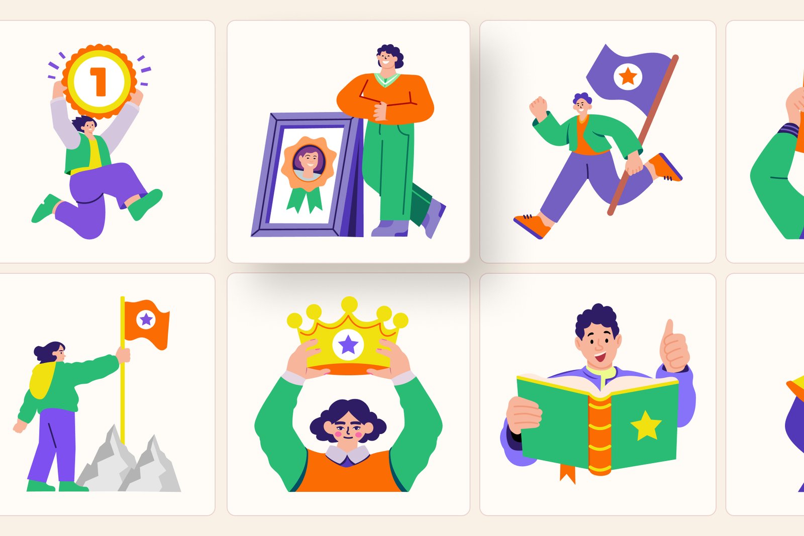 Success Illustration Art Set
