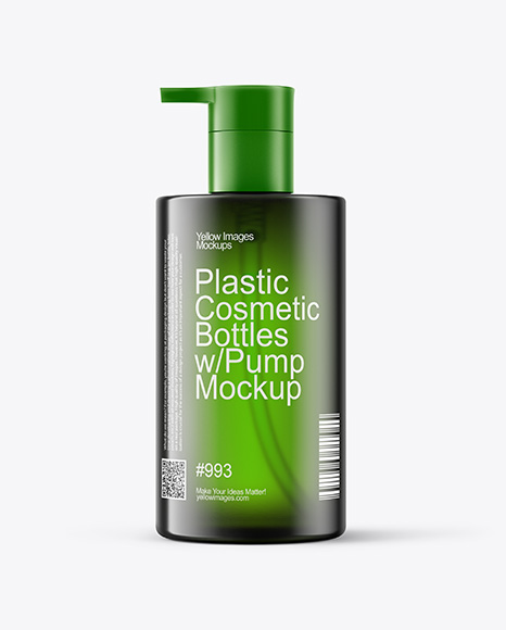 Amber Cosmetic Bottles with Pump Cap Mockup