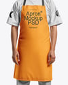 Asian Man Wearing Apron and T-Shirt Mockup