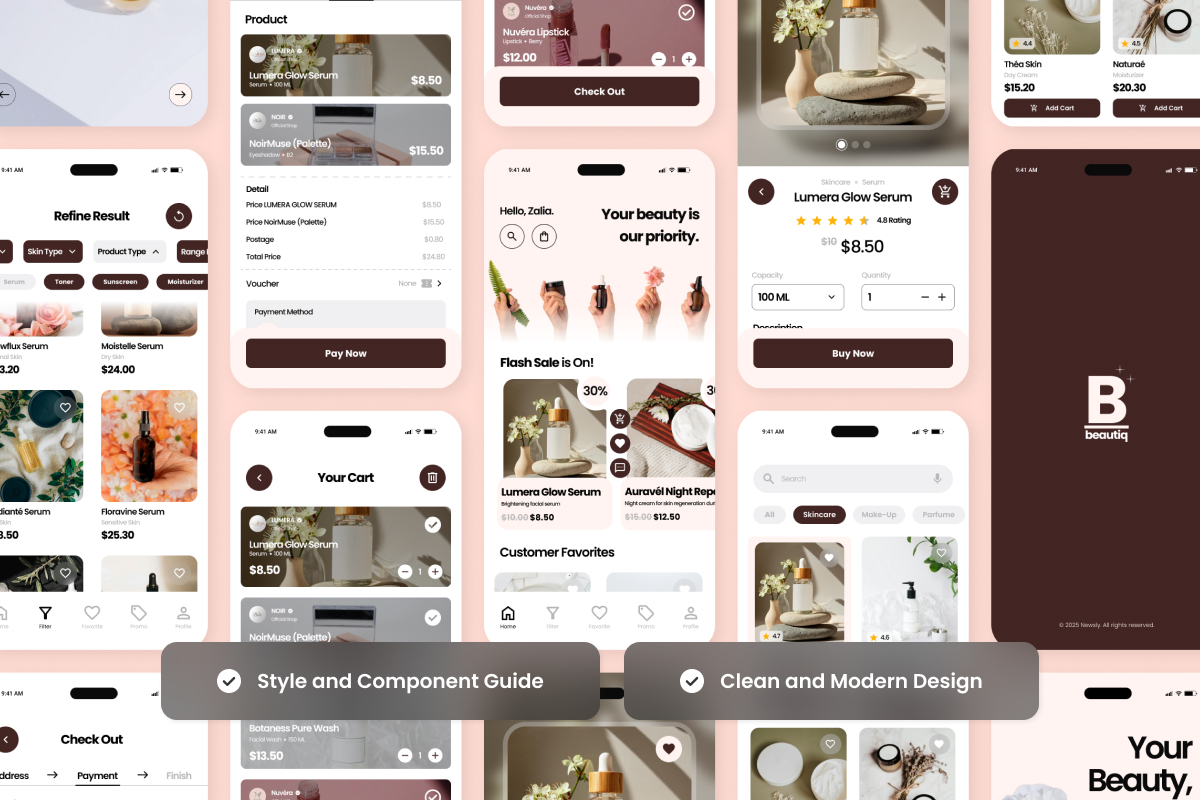 Beautiq – Skincare Shopping App Design Template