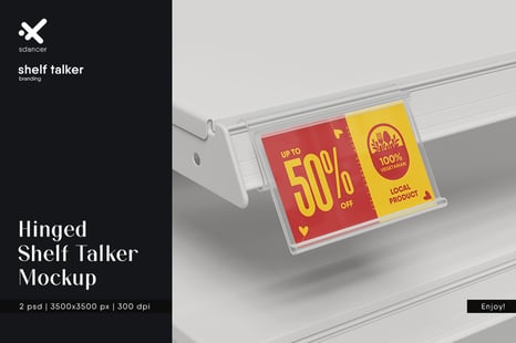 Hinged Shelf Talker Mockup - Creative Store