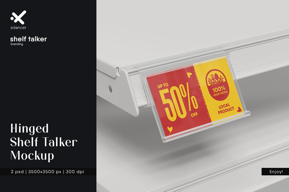 Hinged Shelf Talker Mockup