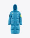 Men's Long Hooded Down Jacket Mockup - Front View