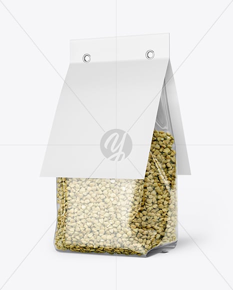 Transparent Package with Green Buckwheat Mockup