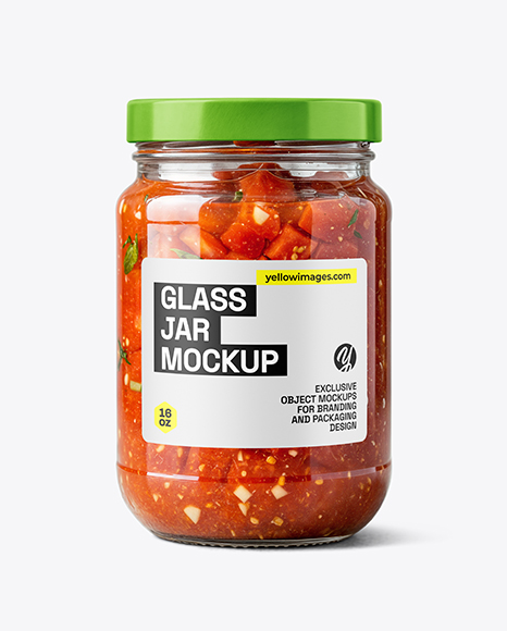 Glass Jar with Tomato Bruschetta Mockup - Packaging mockups