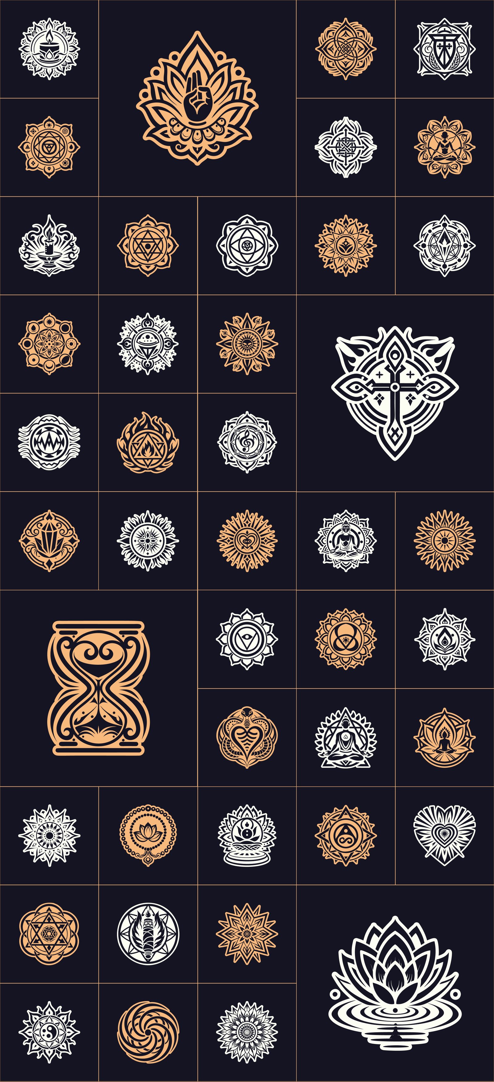 Yoga Symbols Vector Art Set