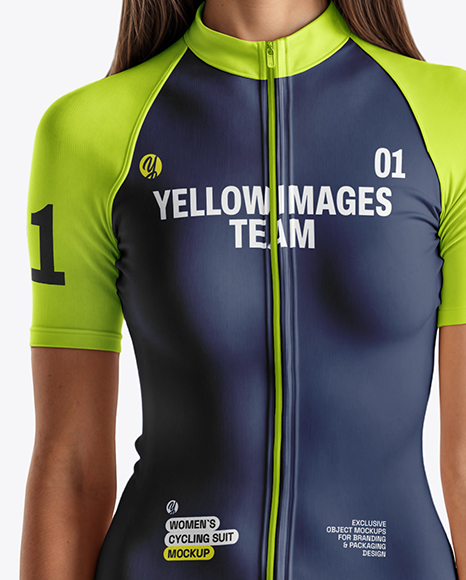 Young Woman Wearing Cycling Suit Mockup