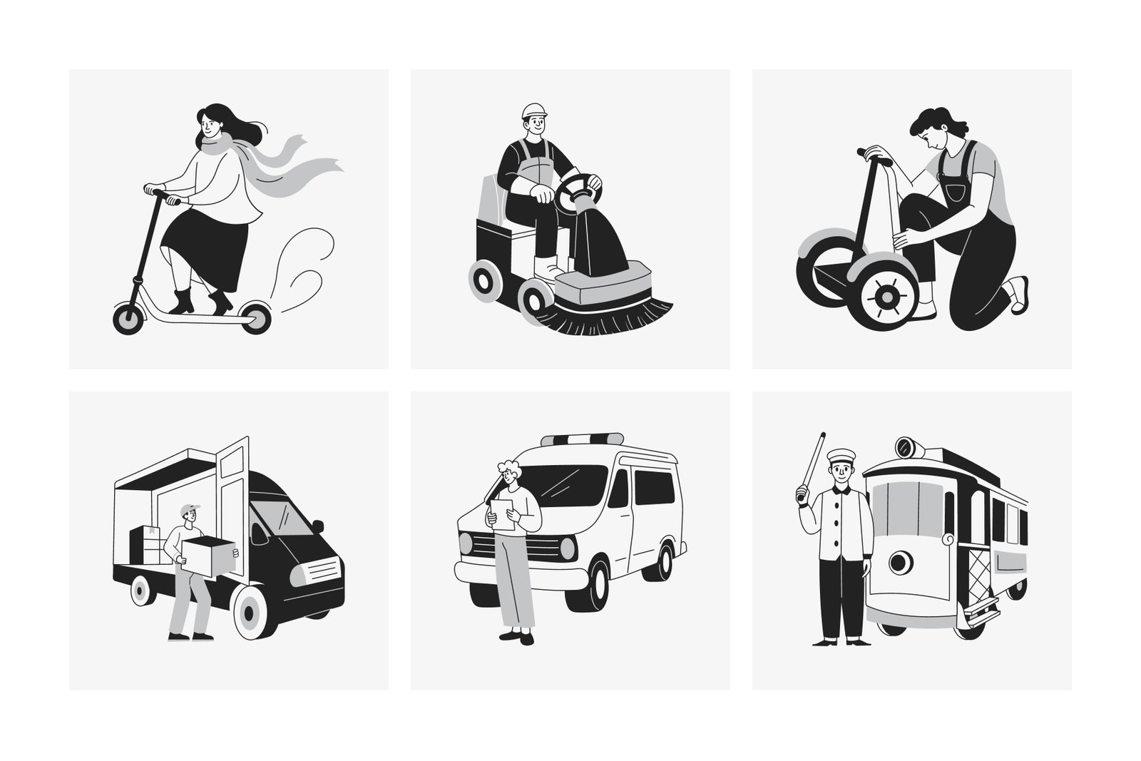 Vehicle Illustration Art Set