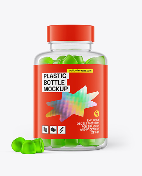 300сс PET Bottle with Gummies Mockup