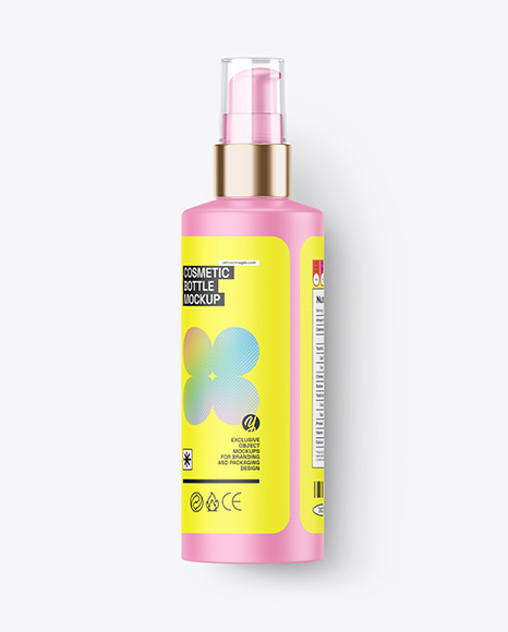 Matte Cosmetic Bottle with Pump Mockup - Presentation mockup
