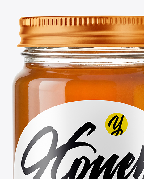 Clear Glass Jar with Wildflower Honey Mockup