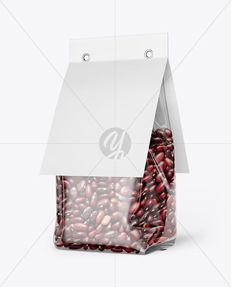 Transparent Package with Beans Mockup