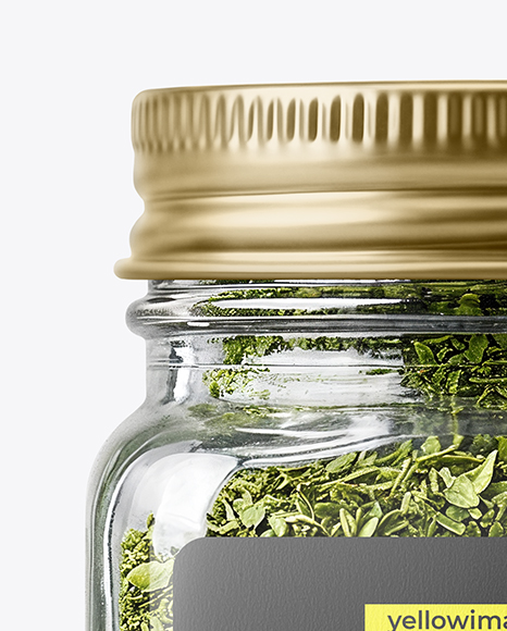 Square Glass Jar with Parsley Flakes Mockup