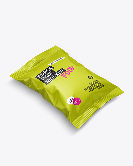 Glossy Snack Pack Mockup - Half Side View