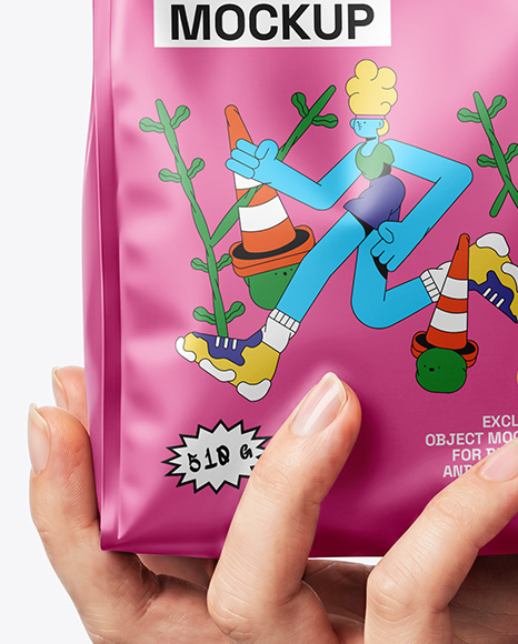 Matte Food Bag in a Hand Mockup