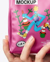 Matte Food Bag in a Hand Mockup