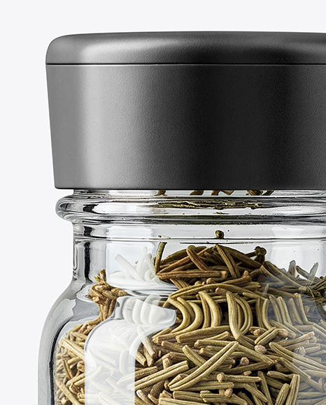 Glass Spice Jar with Rosemary Mockup