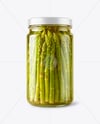 Glass Jar with Pickled Asparagus Mockup