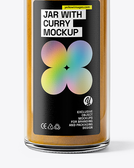 Glass Jar with Curry Powder Mockup