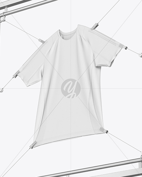 Training Short Sleeve Jersey Hanging on a Hooked Frame Mockup