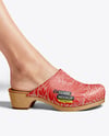 Pair of Clogs on Woman's Legs Mockup