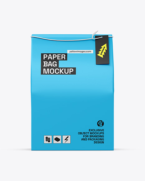 Paper Bag with Label Mockup – Front View