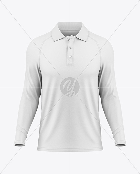 Men's Raglan Long Sleeve Polo Shirt Mockup
